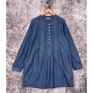 Faherty Dress XXL Womens Tried & True Isha Denim Linen Mini Blue Shirt